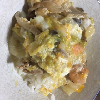 おでんの残り汁で白菜ときのこの中華丼